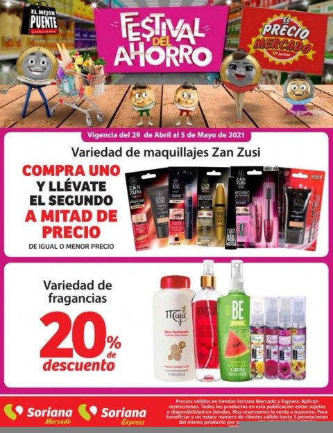 Oferta en Soriana ? Soriana Mercado y Express: 20% de descuento en  variedad de fragancias... 2 x 1½ en variedad de maquillajes Zan Zusi