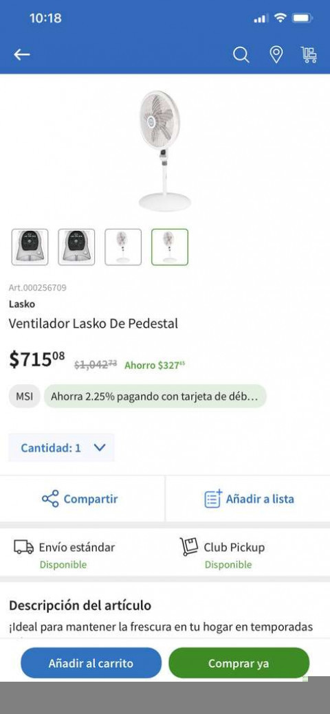 Oferta $715 en Sam's Club ? Ventilador Lasko de pedestal