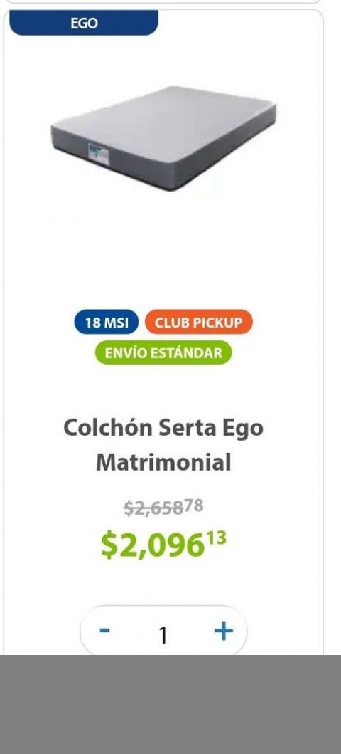 Oferta $2,096 en Sam's Club ? Sams club: Colchon serta ego matrimonial  $ y el individual en $ tienen 5 años de garantia